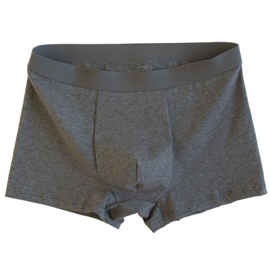 Japanese Gray Men's Underwear Pure Cotton Boxer Briefs Classic Solid Color Sweat-Absorbent Breathable 3-Pack Sports Boxer Shorts