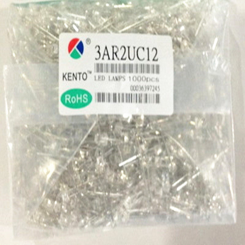 Kuangtong 3AR2UC12 white hair red LED bright light-emitting diode indicator light 3MM short foot light-emitting tube round head