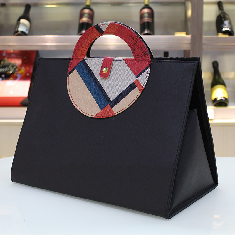 Red Wine Carry-on Bag Double Support Black Liquor Hand Red Wine Folded Wine Bag Box Wine Bag Packaging