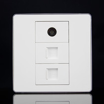 Silver edge type 86 dual network TV combination socket CAT5E network cable with TV cable closed-circuit TV wall plug panel