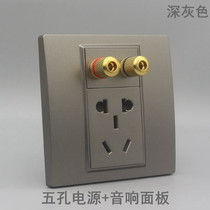 Dark gray 86 type 5-hole power audio panel 5 1 double-head surround sound microphone with two or three hole power sockets