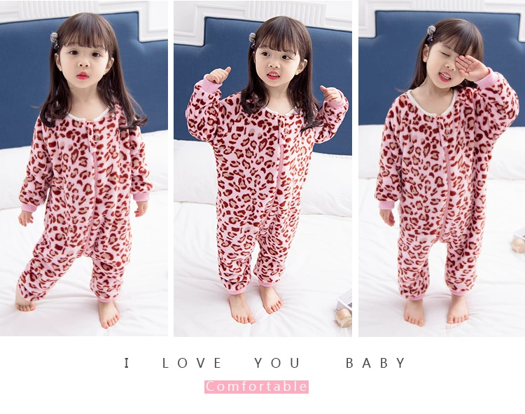 Mùa thu và mùa đông san hô nhung bé ấm áp bộ đồ ngủ một mảnh cộng với nhung dày tay dài chân ngủ túi flannel chống đá body dài tay bé trai