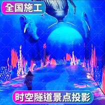  Glasses-free 3D space-time time tunnel LED screen immersive material Dynamic interactive wall film source cave holographic image