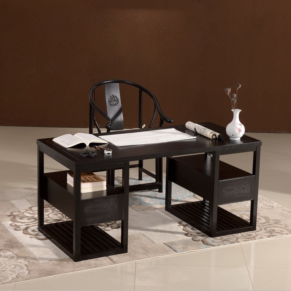 New Chinese solid wood desk chair combination simple modern Zen desk home desk study furniture customization