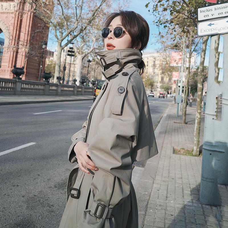 Lecea Alice medium long windshirt woman 2023 new Han edition temperament tied to waist coat coat coat