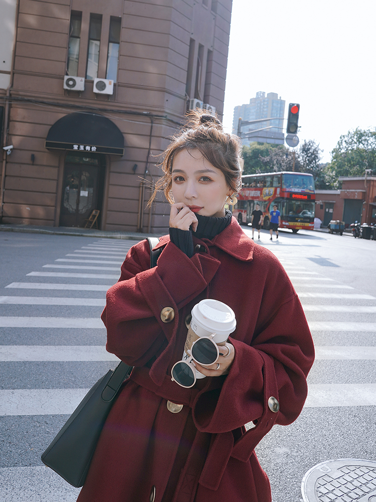 Lecea Alice double cashmere coat woman in the long 2023 winter new thickened coat woman