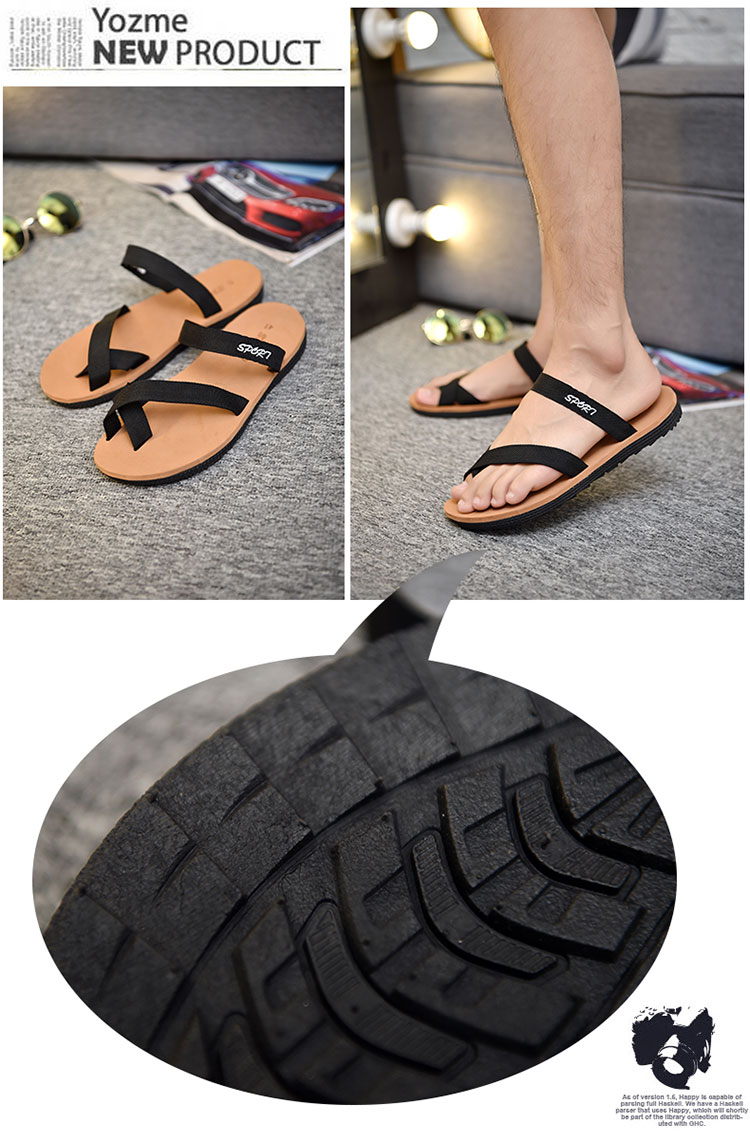 Flip- flops dép của nam giới dép mùa hè đáy dày không trượt giày bãi biển giản dị màu đen người giày giày cá tính pinch dép