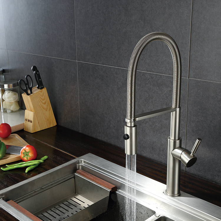 German Copper Spring Universal Kitchen Sink Faucet Brushed Shower Head High-End Island Faucet