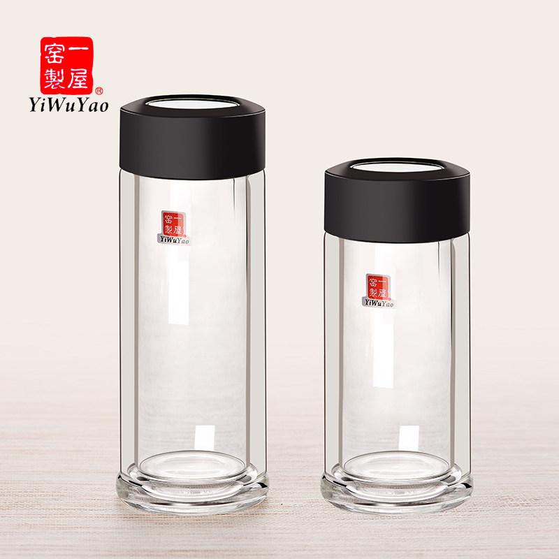 A house kiln made glass teacup business office leak-proof sealing cup heat-resistant high temperature double-layer male car brewing tea cup