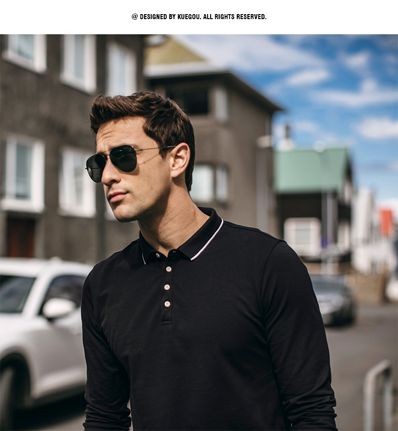[Giải phóng mặt bằng] Áo thun dài tay nam cho nam đơn giản Slim Fit cổ áo thun mùa thu Bình thường Top 374 áo polo sói