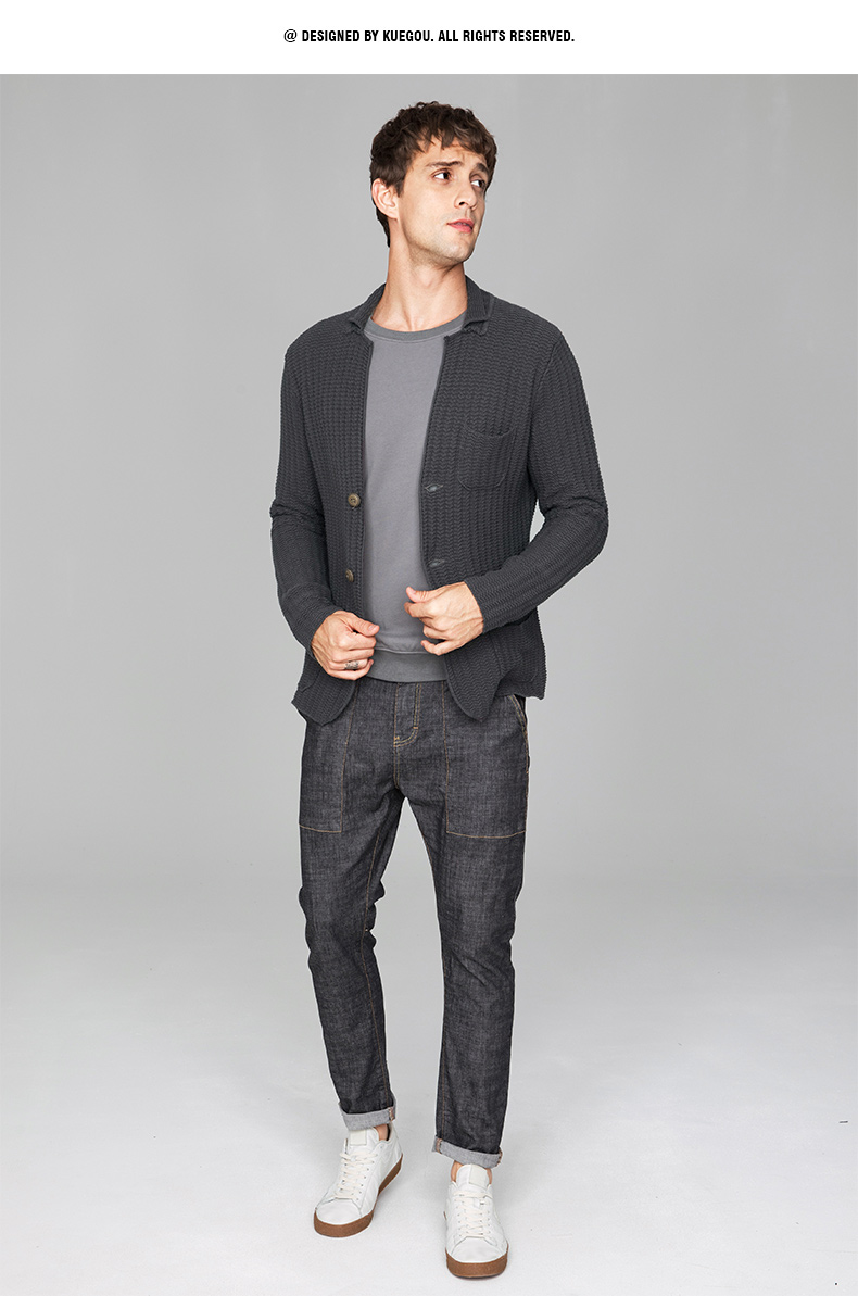 [Giải phóng mặt bằng] Áo len cardigan cho nam Áo len mùa thu Thời trang ve áo Áo len dệt kim Casual Áo khoác nam Tide 18219 phong cách thời trang nam
