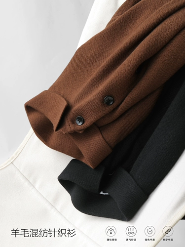 Шерстяная футболка polo, мужской трикотажный свитер для отдыха