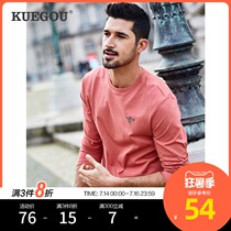 Cool clothes buy mens long-sleeved T-shirt mens fashion casual embroidery round neck top spring cotton clothes 7786