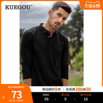 Kuegou Spring New Pint Men Long Sleeve Polo Shirt Casual Embroidered Paul Shirt T-shirt Male Tide 88022