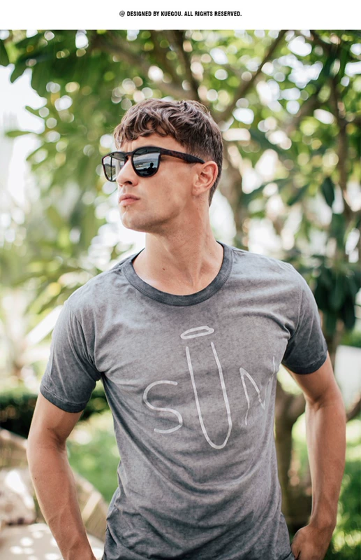 [Giải phóng mặt bằng] 2018 hè mới quần áo nam retro giặt cotton cũ cổ tròn áo thun ngắn tay nam 740 Áo phông nam hàng hiệu