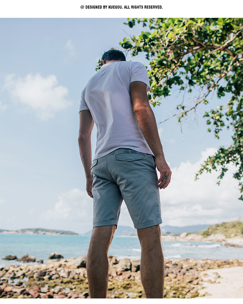 [] Quần short nam Kuegou quần short nam hè giản dị năm quần thường quần dài quần giữa 2350 quần kaki túi hộp