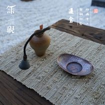  No inkstone hand-made copper coaster tea holder Cup holder tea mat Handmade copper tea Lotus Tongbao ingot coaster tea ceremony