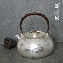 Non-inkstone sterling silver 999 one silver pot foot silver silver pot boiling water teapot non-Japanese silver pot Kitamura Shizuo