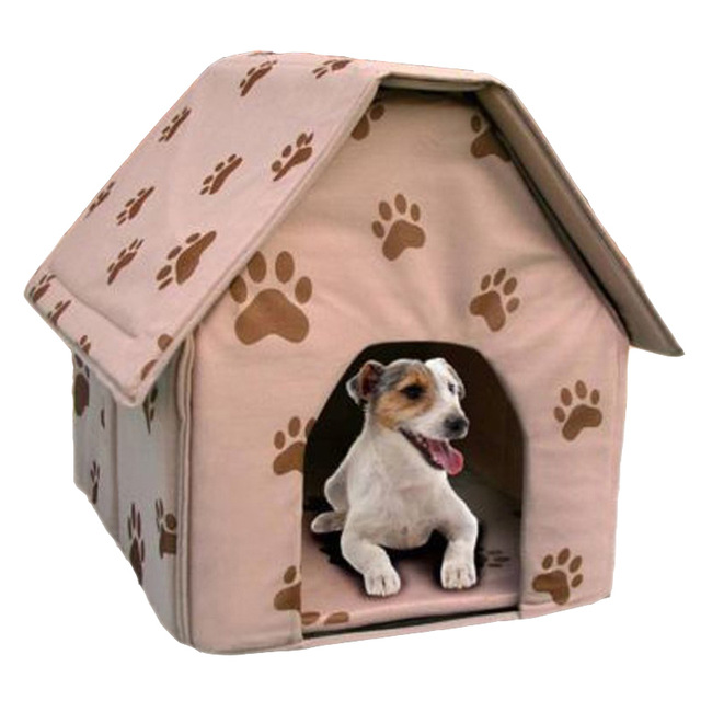 Net red paw print portable kennel pet room small dog Teddy indoor dog house removable wash warm dog house
