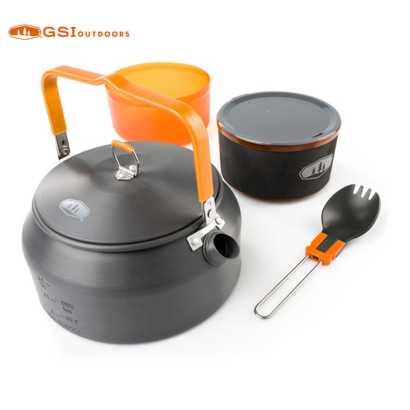 GSI Outdoor Aluminum Cooking Teapot Picnic Camping Burn Kettle Light Weight Portable Cutlery Suit 50263-Taobao
