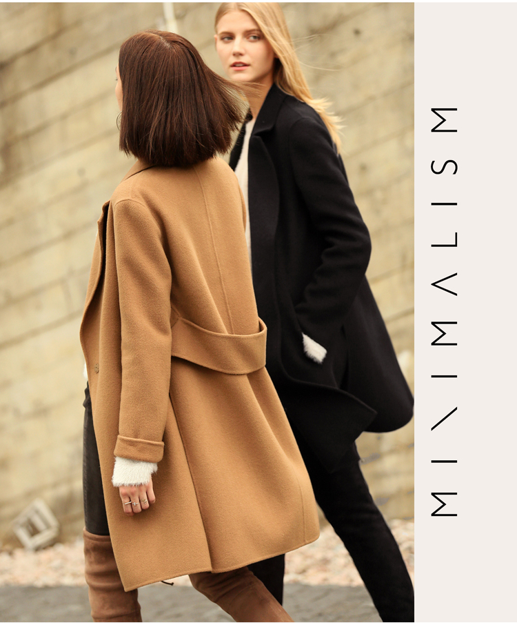 Amii Minimal chic100% full len lông hai mặt nữ 2018 thu đông mới áo khoác mỏng mới áo dạ nữ dáng dài hàn quốc