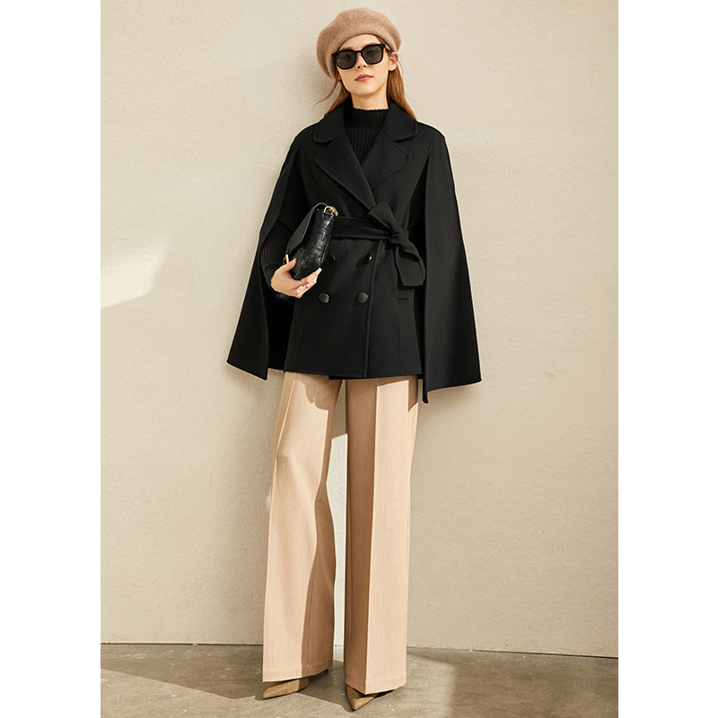 2019 Winter New Loose eo Cloak Coat AMII Minimalist thời trang Vintage len Double-Sided Coat nữ