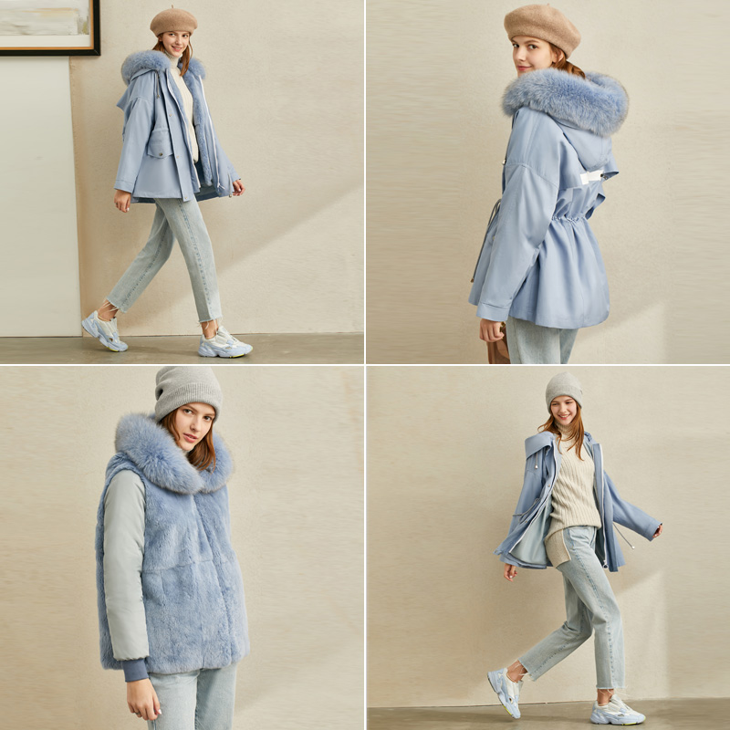 AMII Minimalist thời trang Fur Coat 2020 Collar New Removable Fox tóc Loose Medium-Long Pike Coat