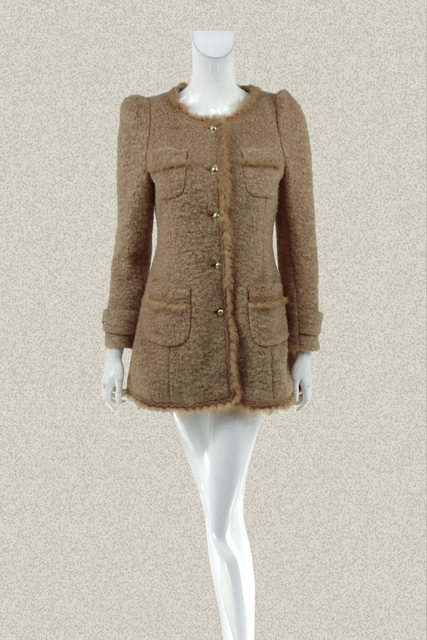 JH style brand discount rabbit fur trim mid-length women's winter and spring age-reduced woolen coat DA2143 ສາມສີ