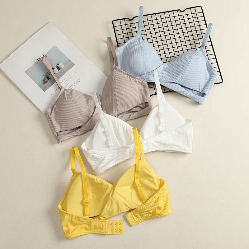 French underwear student bra women without rims small chest bra thin sexy back strap bandeau girl wrapped chest