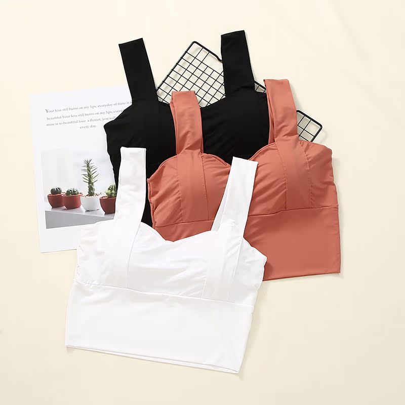 Ice silk bandeau half camisole women with breast pad anti-light beauty back wrapped chest base shirt with a short top