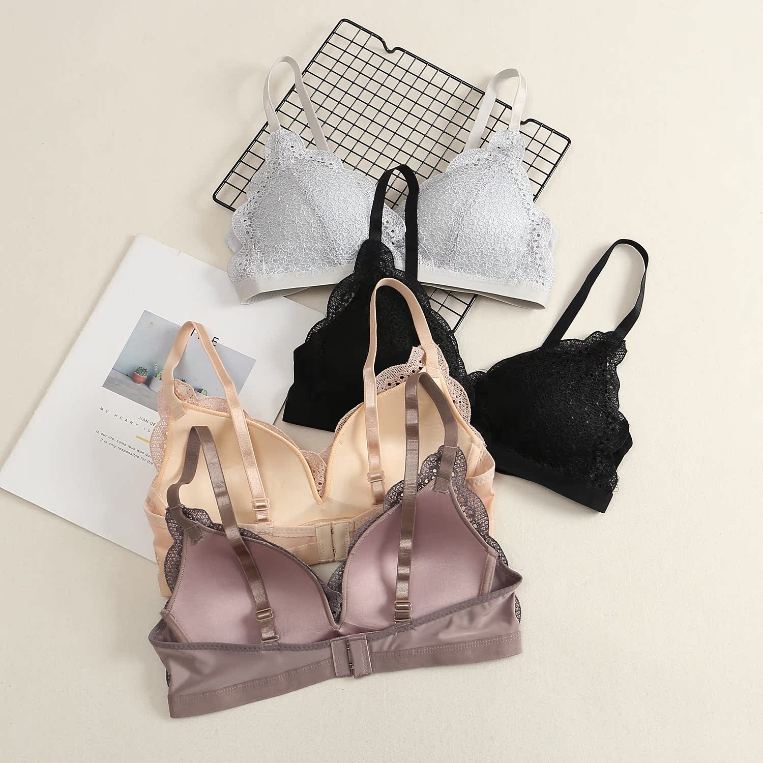 Lace underwear without rims High school students bra womens sense bra converging top support adjustment type small chest bra thin