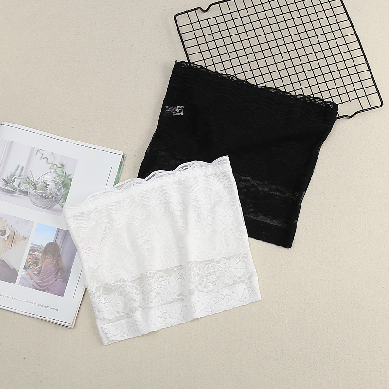 Summer beauty back strapless bandeau underwear sexy lace wrap chest anti-exposure one piece anti-light inside the base