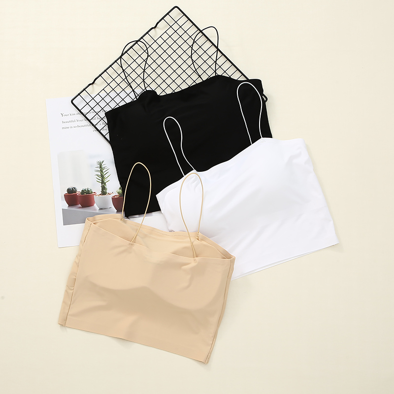 Ice silk scarless sling Bandeau summer anti-walking beauty back wrapped chest underwear base small vest Women wear thin inside and outside