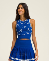 wilson RALLY SEAMLESS Wilson womens tennis wear royal blue printed tight breathable vest