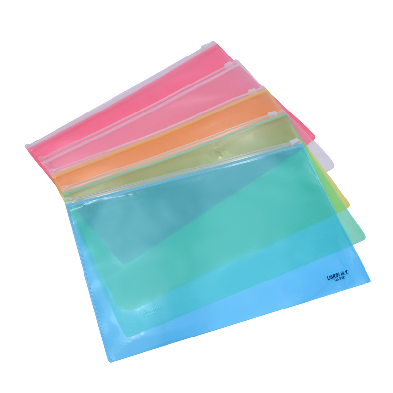 Yuansheng side pocket US-P56 transparent side pocket A4 zipper file bag PP zipper bag 24 packs
