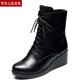 2025秋冬新款真皮马丁靴高跟女靴坡跟显瘦短靴女单鞋鞋靴女士靴子
