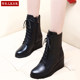 2025秋冬新款真皮马丁靴高跟女靴坡跟显瘦短靴女单鞋鞋靴女士靴子
