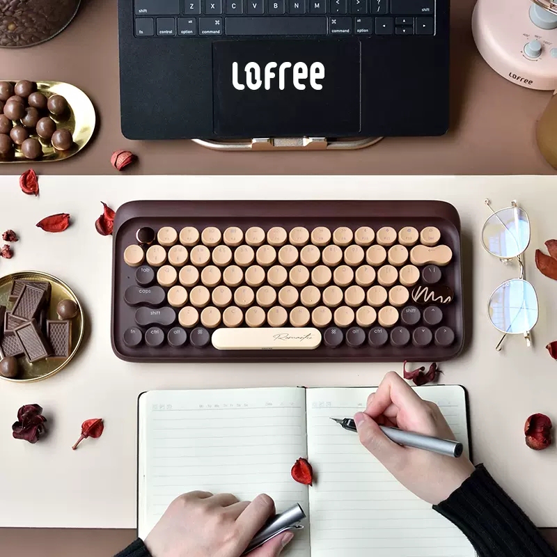 Lofree Chocolate Wireless Bluetooth Mechanical Keyboard and Mouse for Laptop Apple Mac Computer iPad Female