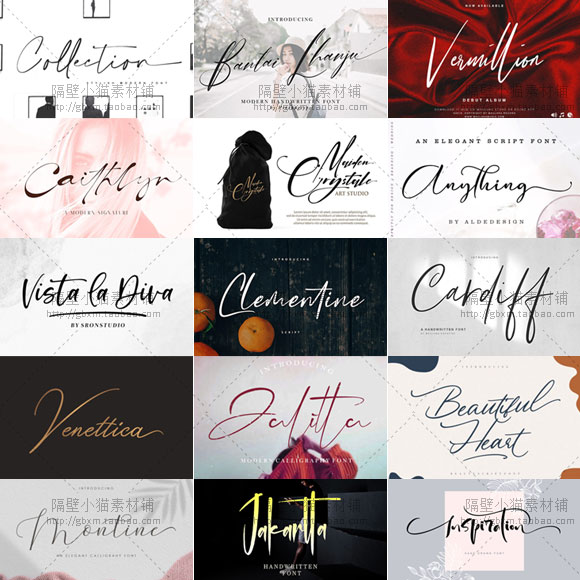 Fine and elegant handwriting art English font wedding LOGO watermark graphic design font material FT286]