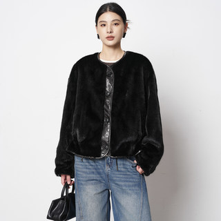 Imported Mink Fur Coat for Women, Short Style, 2025 Winter New Model, Reversible, Round Neck, Slimming, Genuine Leather, Whole Mink Coat