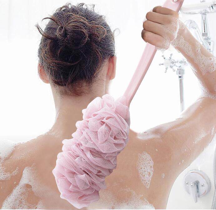 A2555 Long-handled bath flower bath ball, enlarged bath towel, bath, bubble bath, gauze, rubbing, and bathing brush
