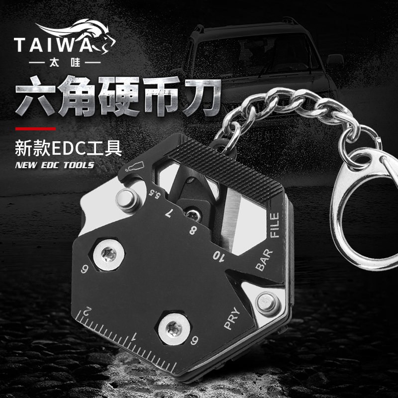 Hexagonal multifunction coin knife Mini small knife screwdriver EDC carry-on button stainless steel folding knife open box knife