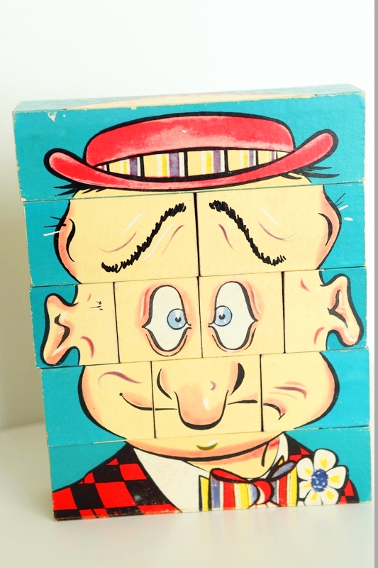 19-03 US 1940S Antiquity Antique Wooden Weird Face Puzzle TP68