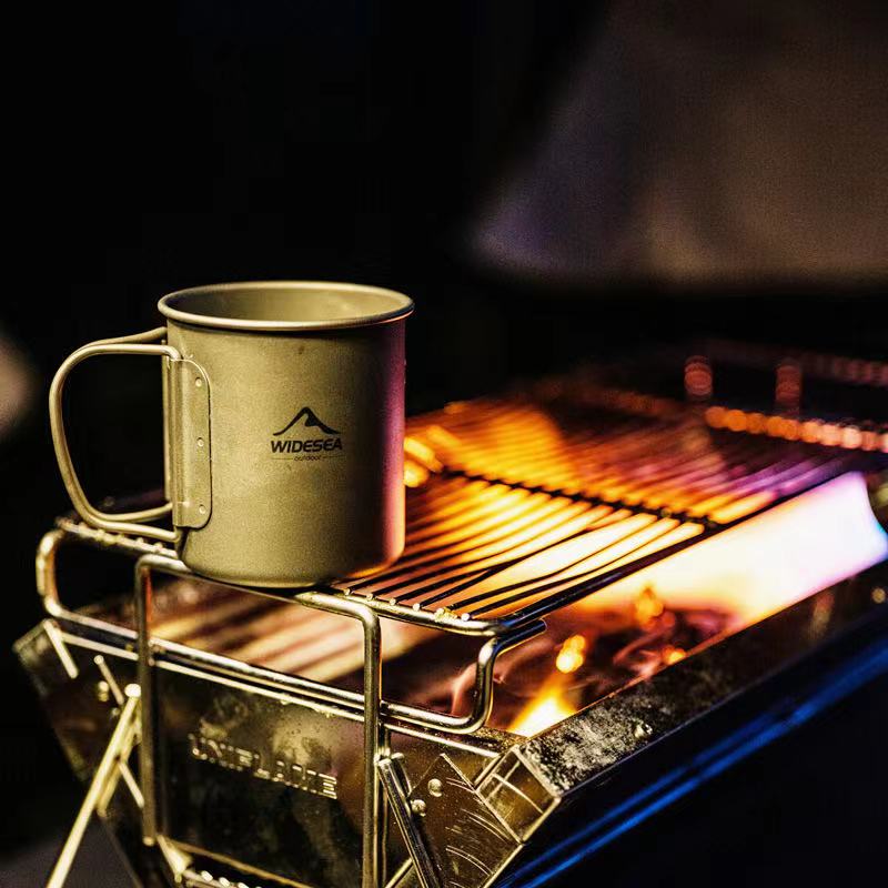 Outdoor Cutlery Titanium Cup Pure Titanium Bowl Wild Camp Folding Water Cup Portable Camping Snow Pull Bowl of Boiling Water Monolayer Cup