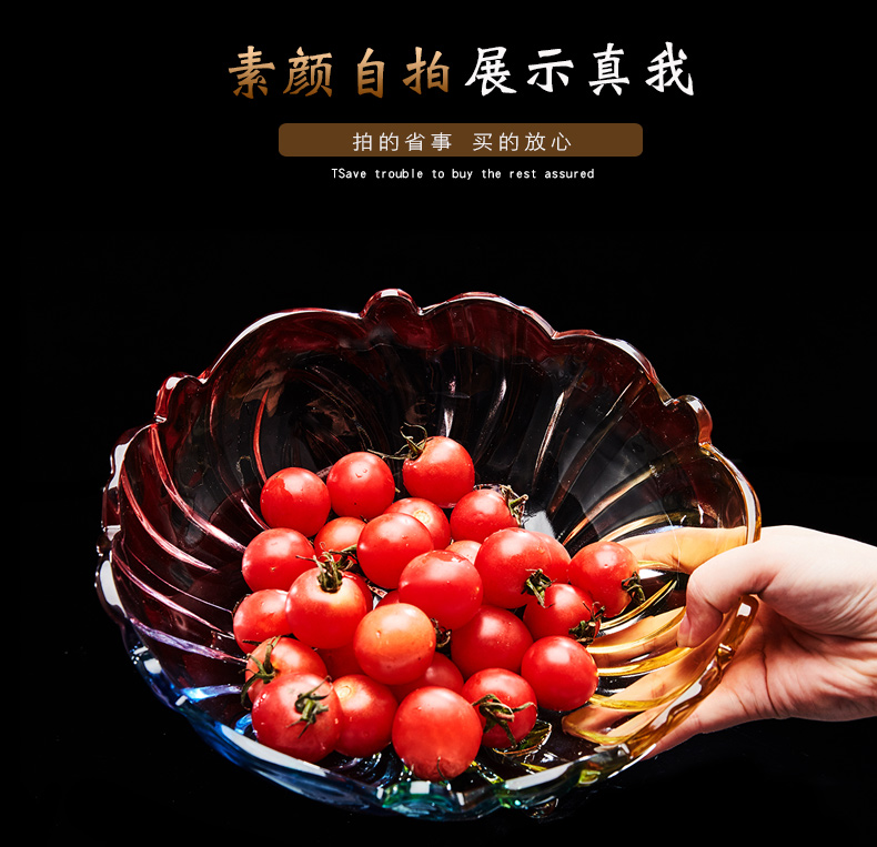 欧式水晶玻璃水果盘 现代创意客厅家用茶几篮 大号糖果干果沙拉盆商品详情图