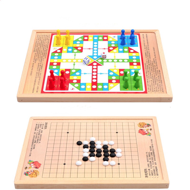 飞行棋儿童跳棋盘多功能游戏棋类五子棋象蛇棋斗兽棋学生益智玩具