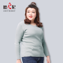 Fat Princess Big Code Woman Dress Fat Mm Pure Cotton V Collar Autumn Clothing Bottom Needle Woolen Sweatshirt High Elastic Body Display Slim Sweater