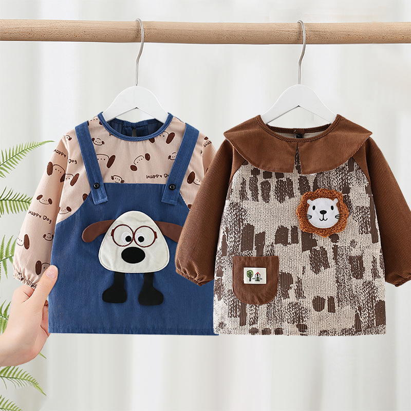 Children's smock autumn and winter waterproof and anti-dirty baby kindergarten long-sleeved apron for boys and girls baby eating bib protective clothing