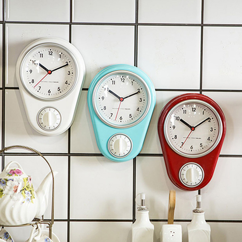 Nordic simple silent kitchen wall clock Mini home cooking timer Creative alarm Magnetic sticker suction cup hanging watch