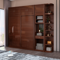 Modern new Chinese style solid wood wardrobe Bedroom 2 doors Simple large wardrobe side cabinet furniture Economical sliding door corner